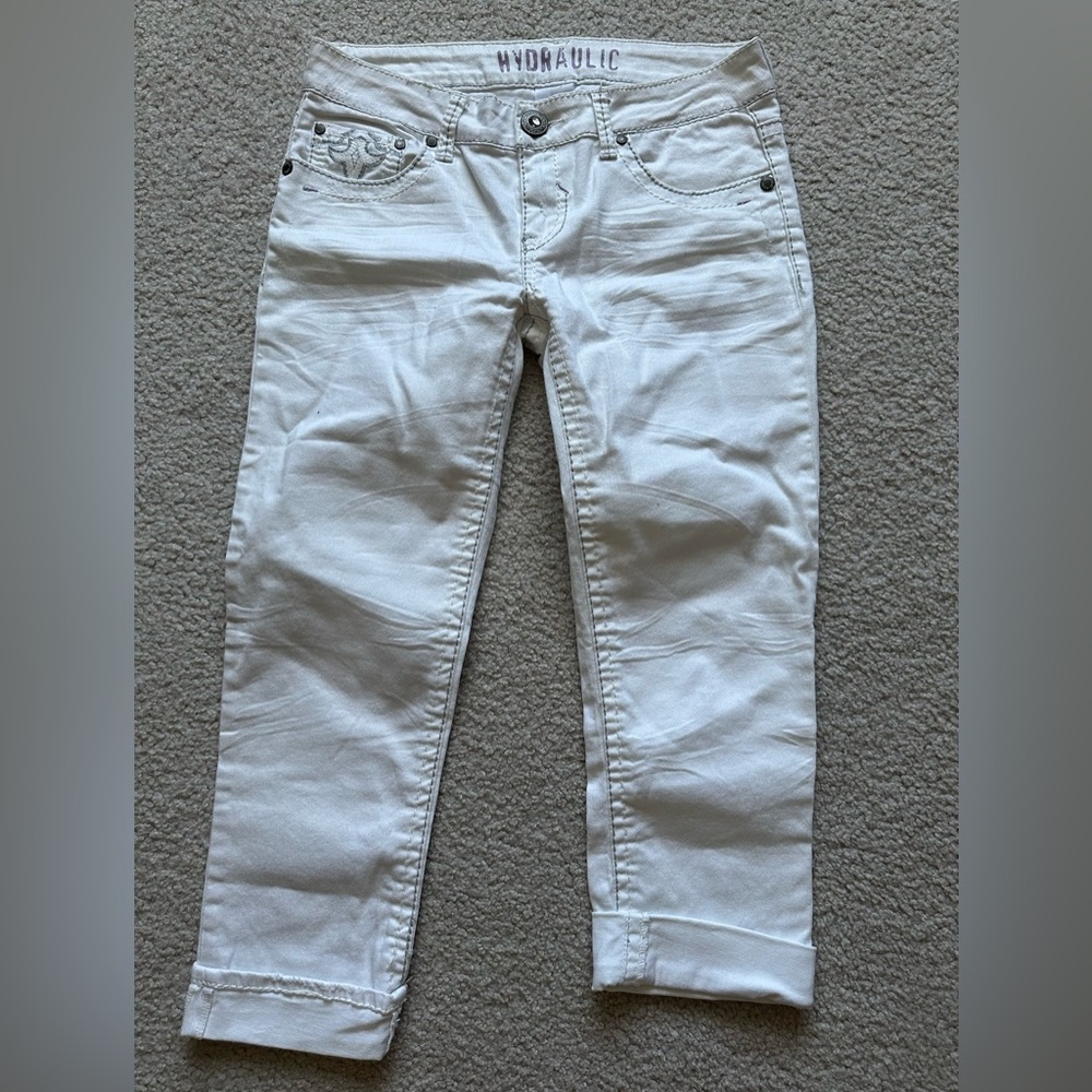 Hydraulic Women's Cropped White Jeans
